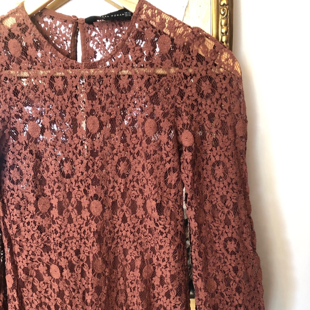 ZARA brown lace midi dress